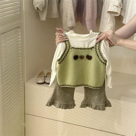 Hàng QC Áo hai dây len kèm áo thun giữ nhiệt và quần len tăm ống loe điệu đà xinh xắn thu đông hot hit hàn quốc bé gái