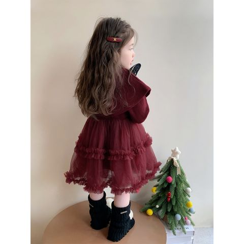 Hàng QC - Váy đầm công chúa voan phối len dáng xòe bồng tầng xinh xắn mùa đông mặc đi chơi noel Tết cho bé gái