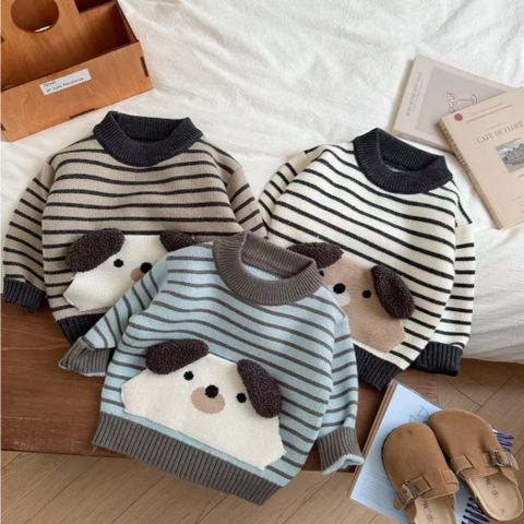 Hàng QC Áo len gấu kẻ cute đáng yêu dễ thương dày dặn vintage mùa đông cho bé trai phong cách hàn quốc