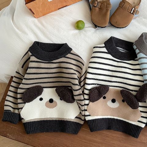Hàng QC Áo len gấu kẻ cute đáng yêu dễ thương dày dặn vintage mùa đông cho bé trai phong cách hàn quốc