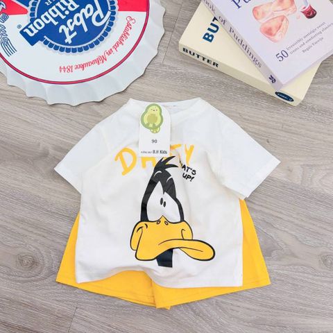 Bộ thun cotton vịt cute dễ thương đáng yêu phong cách hàn quốc mùa hè mát mẻ cho bé
