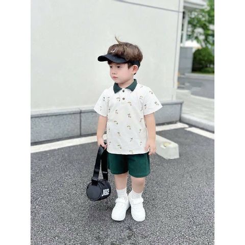 Set bộ polo cây dừa áo thun cotton quần kaki mát mẻ mùa hè mặc đi chơi đi học cho bé trai 10-20kg kèm ảnh thật