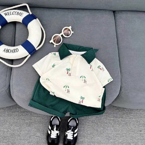Set bộ polo cây dừa áo thun cotton quần kaki mát mẻ mùa hè mặc đi chơi đi học cho bé trai 10-20kg kèm ảnh thật