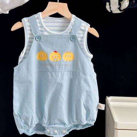 Hàng QC- Set bodysuit vịt con phối áo ba lỗ kẻ dễ thương đáng yêu mát mẻ mùa hè phong cách hàn quốc cho bé