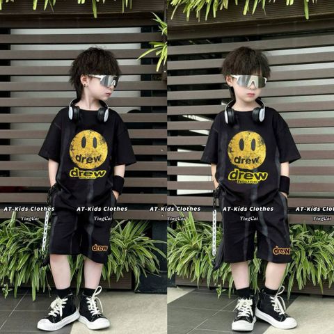 Set bộ Drew loang QC thun cotton mát mẻ thoáng khi mùa hè chất boy phố cho bé trai
