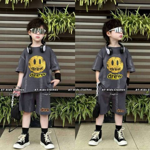 Set bộ Drew loang QC thun cotton mát mẻ thoáng khi mùa hè chất boy phố cho bé trai
