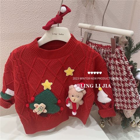 Hàng QC Set áo len noel giáng sinh xinh xắn dễ thương kèm chân váy dạ kẻ cho bé gái mùa đông mặc đi chơi