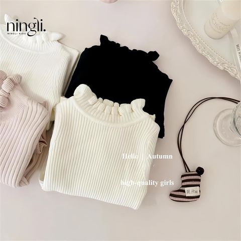 Hàng QC Áo len dài tay cổ bèo ống tay loe nhiều màu xinh xắn mặc ấm áp dày dặn mùa đông cho bé gái hot hit