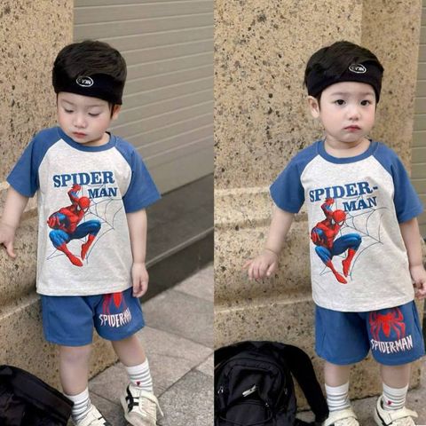 Combo 2 bộ thun cotton spiderman người nhện mát mẻ thoáng khí mùa hè siêu nhân cho bé trai