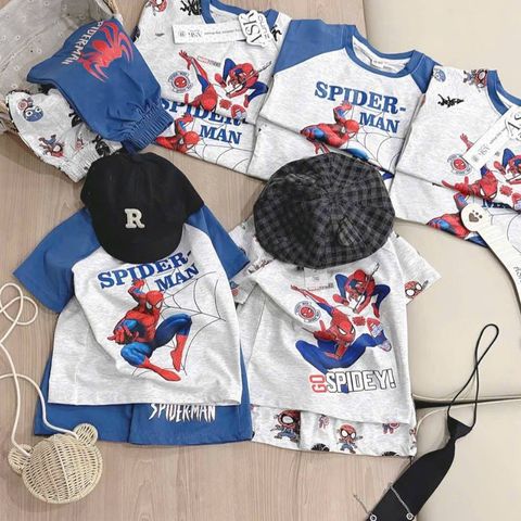 Combo 2 bộ thun cotton spiderman người nhện mát mẻ thoáng khí mùa hè siêu nhân cho bé trai