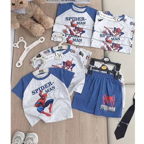 Combo 2 bộ thun cotton spiderman người nhện mát mẻ thoáng khí mùa hè siêu nhân cho bé trai