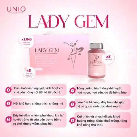 Viên uống nội tiết tố Lady Gem giúp cân bằng nội tiết, hỗ trợ tăng size vòng 1