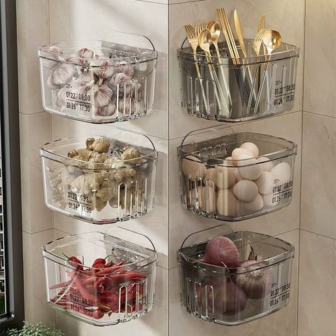 Giỏ Đựng Hành Tỏi Dán Tường Trong Suốt, Kèm Miếng Dán Siêu Chắc (Màu ngẫu nhiên) (TH121)
