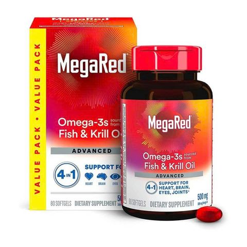 MegaRed Omega-3s từ Dầu Cá & Krill Oil Advanced 500mg Hỗ trợ Tim Não Mắt Khớp 4 trong 1 80 Viên