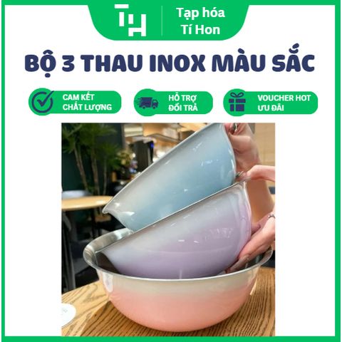 Bộ 3 thau inox màu sắc (TH129)