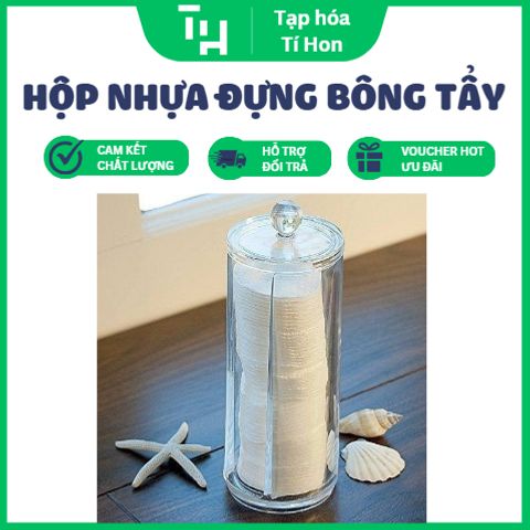 Hộp nhựa trong đựng bông tẩy trang cao (TH137)