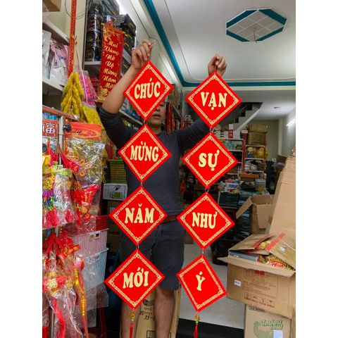 Bộ 2 dây khánh nhung đỏ treo tết size to (TH143)