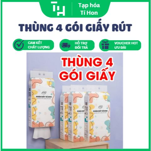 Thùng 4 gói giấy rút đa sắc Topgia siêu hot (TH152)