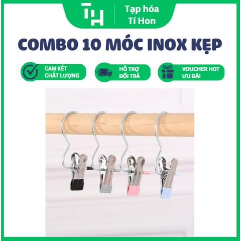 Combo 10 móc inox kẹp đồ đa năng (Màu ngẫu nhiên) (TH157)