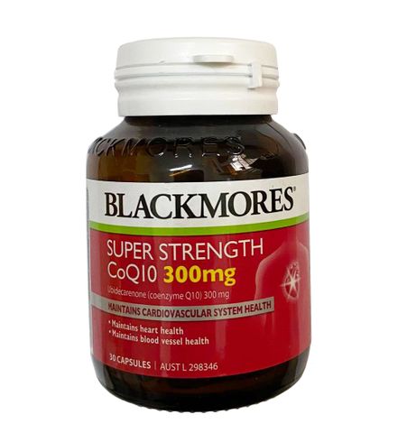 Viên Uống Hỗ Trợ Tim Mạch Blackmores CoQ10 Super Strength 300mg - Tăng Cường Sức Khỏe Tim Mạch, Hỗ Trợ da kém đàn hồi, 30 Viên