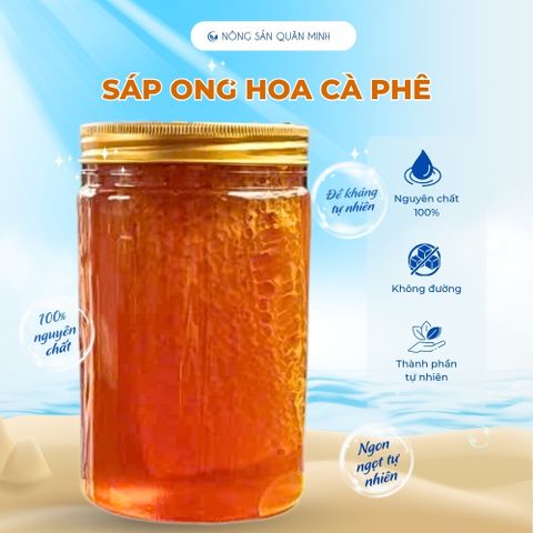 1KG Sáp Ong Hoa Cà Phê Nguyên Chất 100% Tự Nhiên Không Đường Tăng Đề Kháng Nhai Trực Tiếp