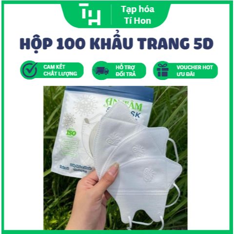 Hộp 100 khẩu trang 5d Anh Tâm/An Tâm Trắng (TH160)