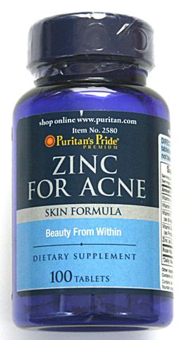 Viên kẽm hỗ trợ chăm sóc mụn Zinc for Acne Puritan's Pride 100 viên của Mỹ - Cải thiện tình trạng mụn và làm sạch da hiệu quả
