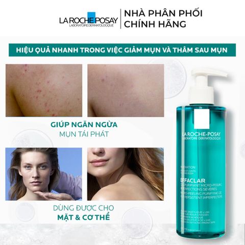 Gel Rửa Mặt & Tắm La Roche-Posay Effaclar - Sữa Rửa Mặt 2 Trong 1 Cho Da Dầu, Giảm Mụn Hữu Hiệu, Dung Tích 400ml