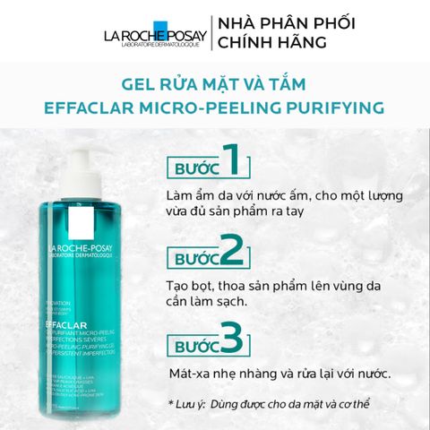 Gel Rửa Mặt & Tắm La Roche-Posay Effaclar - Sữa Rửa Mặt 2 Trong 1 Cho Da Dầu, Giảm Mụn Hữu Hiệu, Dung Tích 400ml