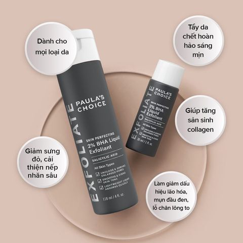 Dung Dịch Tẩy Da Chết Paula’s Choice 2% BHA - Chăm Sóc Da Mụn, Làm Sáng Da, Giảm Thâm & Lỗ Chân Lông To - Sản Phẩm Dịu Nhẹ Mỹ Phẩm Mỹ