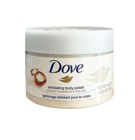 Tẩy Tế Bào Chết Toàn Thân Dove Exfoliating Body Polish Chiết Xuất Macca và Sữa Gạo - Làm Sạch, Dưỡng Ẩm, Da Mịn Màng