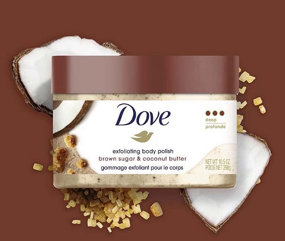 Tẩy Tế Bào Chết Toàn Thân Dove Exfoliating Body Polish Chiết Xuất Macca và Sữa Gạo - Làm Sạch, Dưỡng Ẩm, Da Mịn Màng