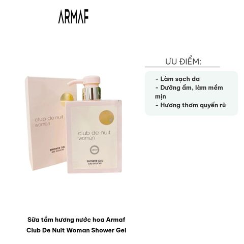 Sữa Tắm Hương Nước Hoa Armaf Club De Nuit Woman Shower Gel 360ml - Dưỡng Ẩm, Làm Mềm Da, Hương Thơm Quyến Rũ cho Phái Nữ