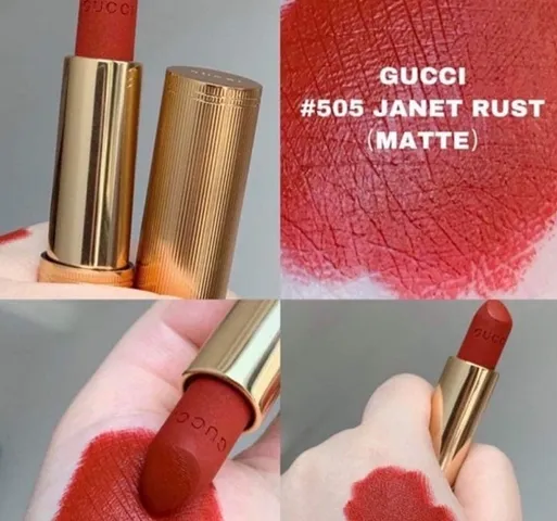 Son Lì Gucci Màu 505 Janet Rust Đỏ Gạch - Chất Son Matte Lì, Bám Màu Lâu, Hiện Đại Và Cá Tính 1g/3.5g