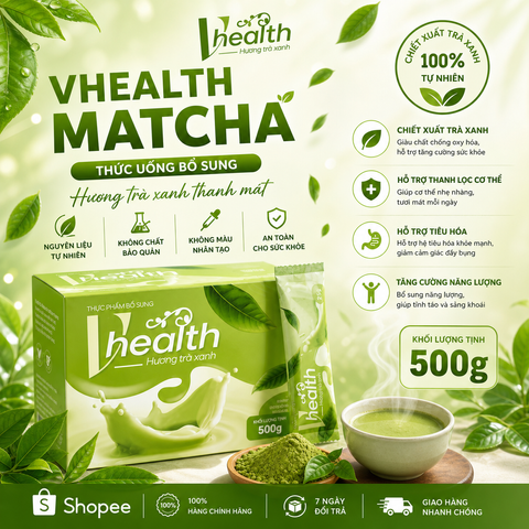  Vhealth Matcha | Giúp Thay Thế Bữa Ăn, Bổ Sung Năng Lượng, Phù Hợp Cho Trẻ Và Người Lớn Tuổi