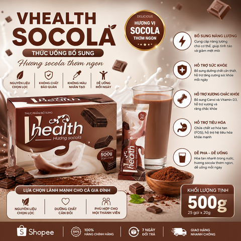 Vhealth Socola | Sữa Dinh Dưỡng Giúp Thay Thế Bữa Ăn, Bổ Sung Năng Lượng, Phù Hợp Cho Trẻ Và Người Lớn Tuổi