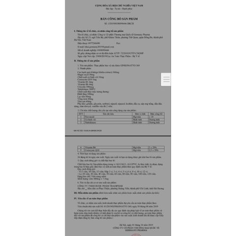 Thực Phẩm Bảo Vệ Sức Khoẻ GINKONATTO 360