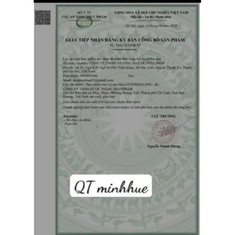 Thực Phẩm Bảo Vệ Sức Khoẻ Entergolzinc