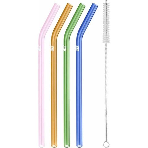 SET ỐNG HÚT THUỶ TINH MÀU SẮC 4 CÁI KÈM CHỔI ZWILLING 23CM