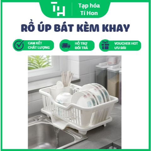 Rổ úp bát kèm khay thoát nước, kệ nhựa úp chén (TH170)