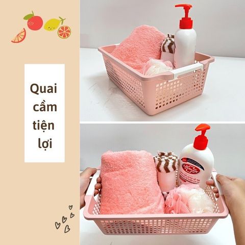 Rổ nhựa chữ nhật có tay cầm Việt Nhật (Màu ngẫu nhiên) (TH172)