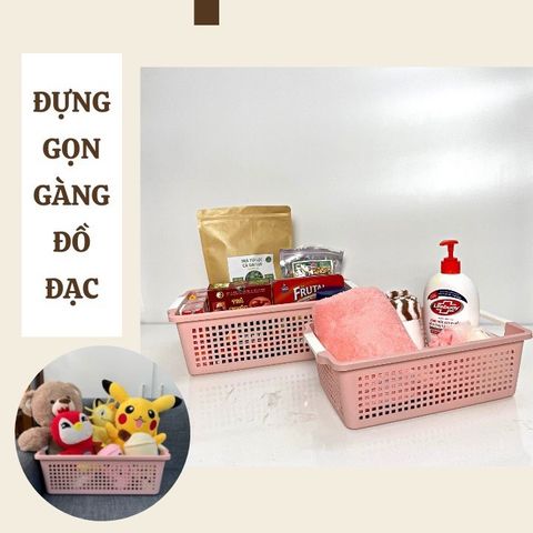 Rổ nhựa chữ nhật có tay cầm Việt Nhật (Màu ngẫu nhiên) (TH172)