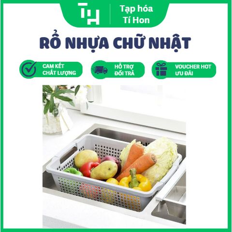 Rổ nhựa chữ nhật có tay cầm Việt Nhật (Màu ngẫu nhiên) (TH172)