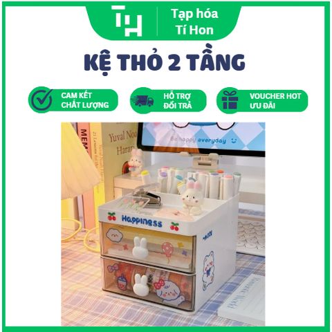 Kệ thỏ 2 tầng đựng dụng cụ học tập, đồ trang điểm (TH174)