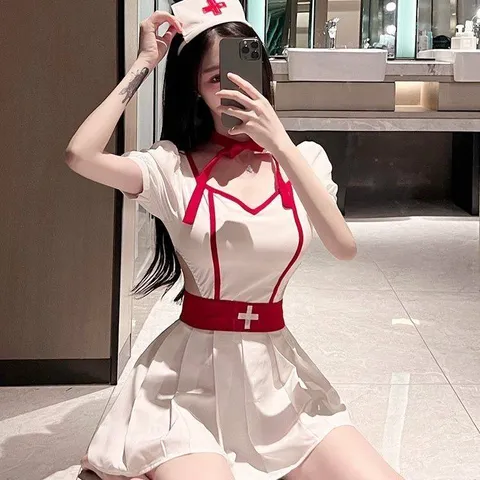 Set hóa trang cosplay y tá sexy quyến rũ kèm phụ kiện và tất mã Dinna 807