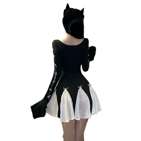 Váy đầm dáng xòe bồng đính nơ quyến rũ tôn dáng gợi cảm dễ thương sexy cho nữ thời trang