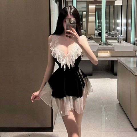 Váy ngủ lụa phối ren bèo sexy quyến rũ cao cấp gợi cảm cho nữ