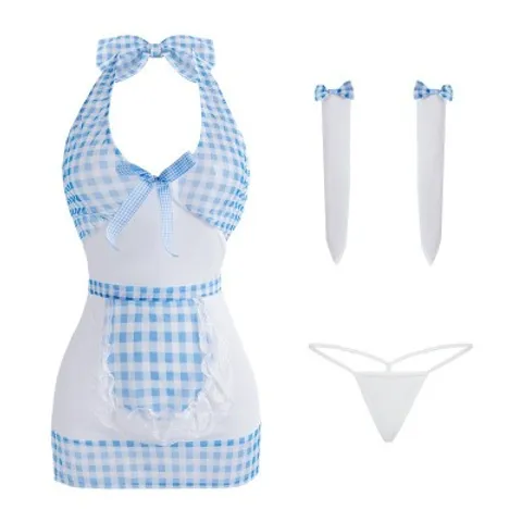 Đồ hóa trang hầu gái kẻ caro xinh xắn dễ thương sexy cosplay cho nữ