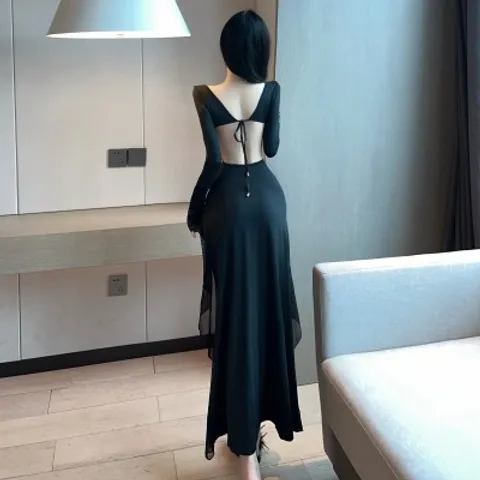 Váy ngủ voan xẻ tà cắt xẻ cổ V hở ngực quyến rũ sexy gợi cảm cho nữ