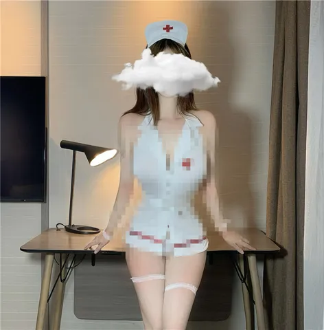 Set y tá hai màu đen trắng sexy quyến rũ kèm tất cho nữ